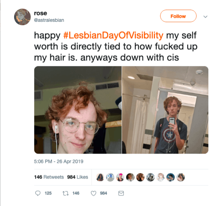 "astralesbian" on twitter implies lesbians are privileged oppressors