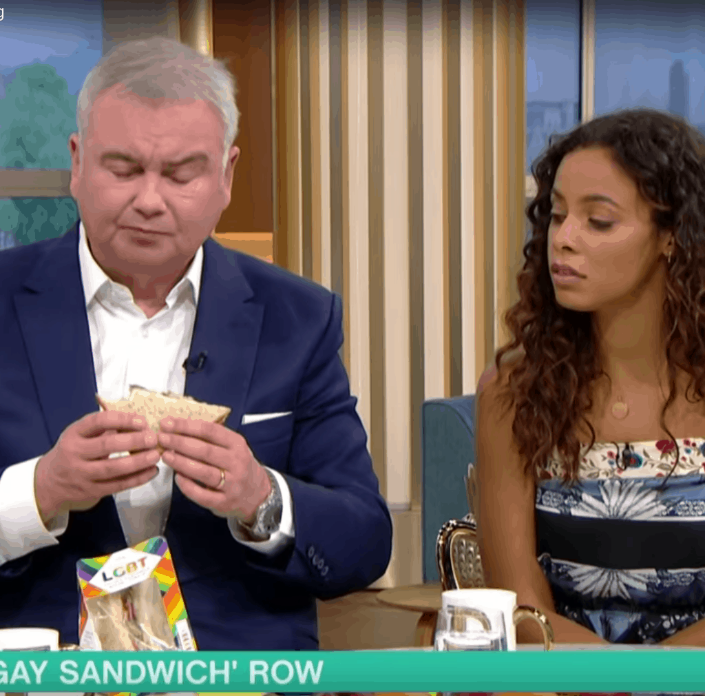 Eamonn Holmes and Rachel Humes discussing LGBT sandwich and cotton ceiling on This Morning 