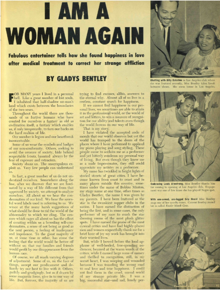 Gladys Bentley in Ebony Magazine, 1952